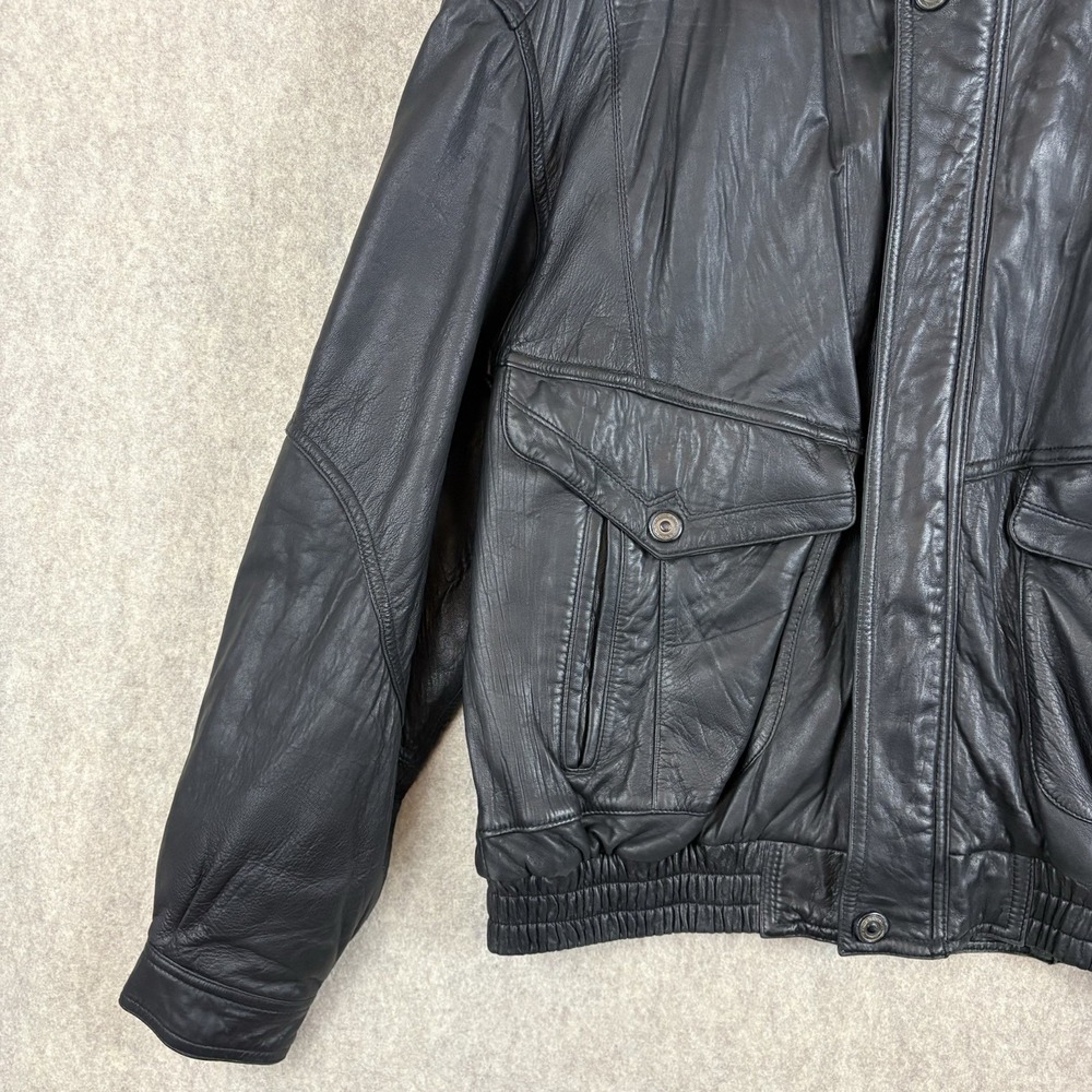 Vintage Members Only Soft Leather Jacket Mens XL Black Bomber 90s Oversized Moto - Picture 4 of 14
